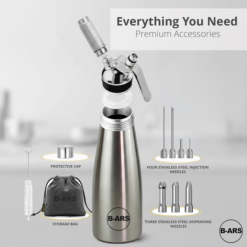 Bars Whipped Cream Dispenser-Professional Dispenser-Whip Cream Dispenser -Whipping Siphon-Whipped Cream Maker-Stainless Steel Whipped Cream Dispenser (1L) - Image 5